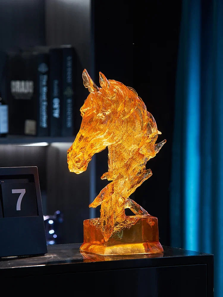 Luxury Home Decor Transparent Resin Horse Statues Modern Nordic Art Indoor Desktop Decoration Accessories Crafts