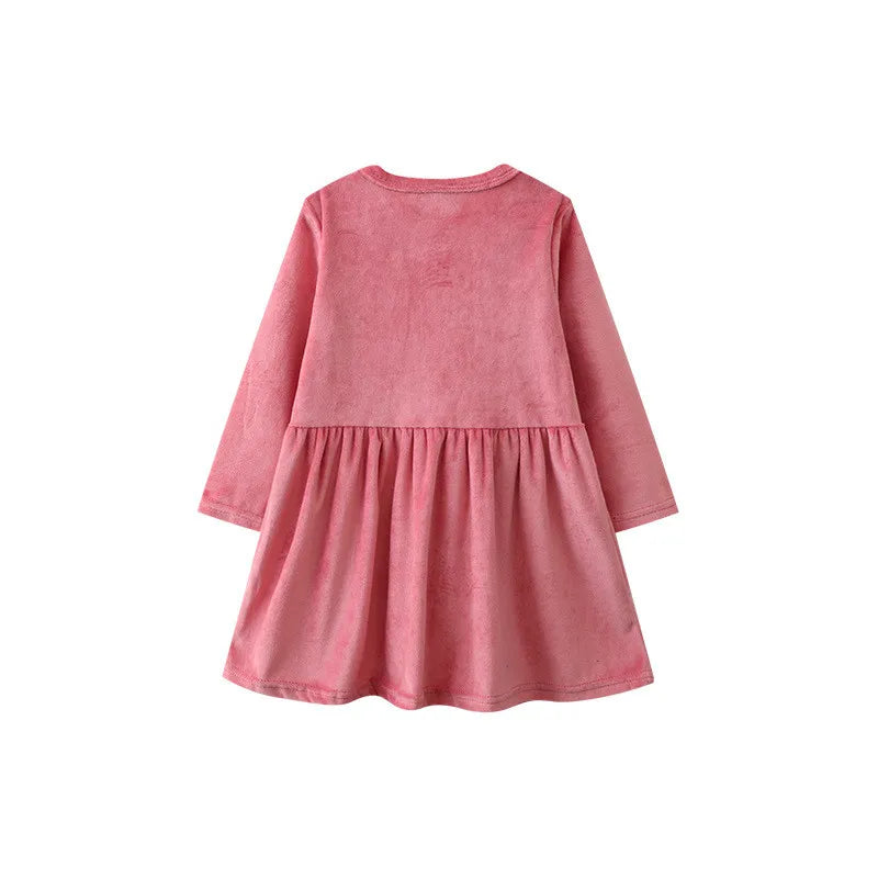 Winter Bunny Fleece Dresses Toddler Kids Clothing Princess Party Dress Costume Frocks