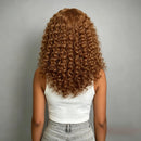 Middle Part Kinky Curly Wig Brown Hair Wigs For Women Natural Soft Fluffy Wig