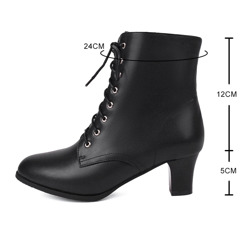 Women Victorian Ankle Boots British style booties thick Heel Shoes for woman Lace Up Ladies High Heels female Boot