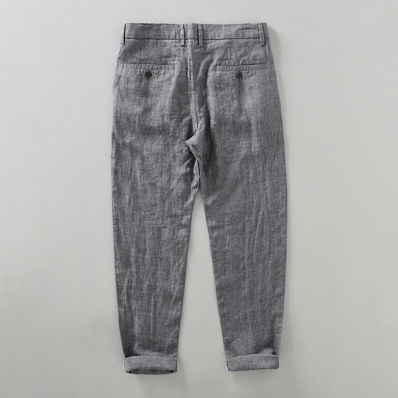 Linen Harem Pants Men Solid Casual Thin Breathable Trousers Spring