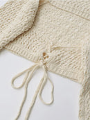 Sexy Backless Lacing Up Knit Crop Sweater Women Hollow Out Pullover Tops