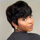 Natural Look Short Pixie Cut Human Hair Wig Full Machine-Made Wig for Women For Women