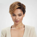 Woman with styled hair against a white background with 'Obroi' branding.