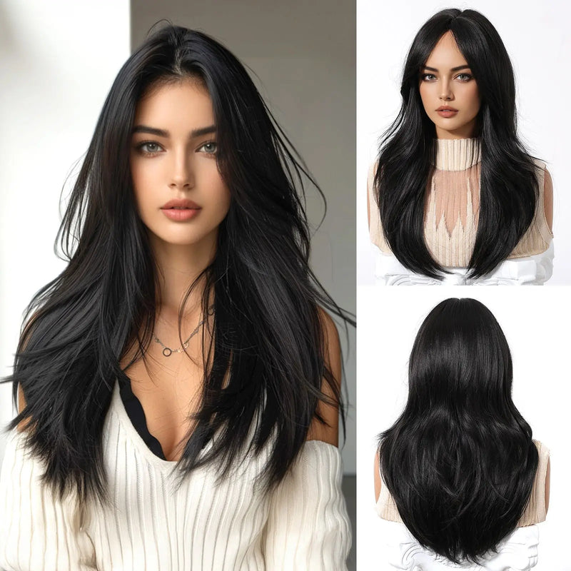 Elegant Curly Wave Ash Blonde Wig Hair with Bangs Long Women Party Wig Tang Long  Heat