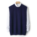Men's T-Shirt Wool Sleeveless Vest Men Round Neck Knitted Pullover Shirt Spring and Autumn