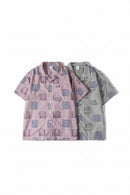 Shirt Men Summer Streetwear Loose Casual Plaid Button Shirts
