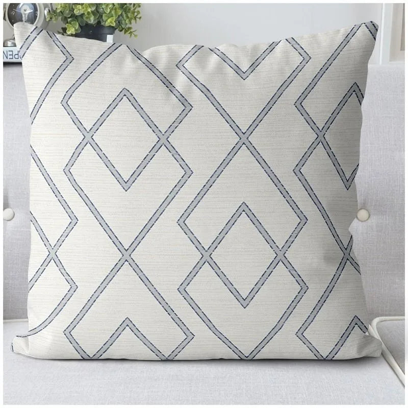 Blue and White Pillowcases Various Patterns Available Sofa bedroom cushion cover single-sided