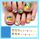 24pcs Summer Cute Fake Toe Nails Beach Coconut Tree Fruit False Toenail Tips for Women Press on Toenails