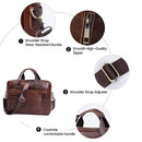 Genuine Leather Laptop Briefcase for Men Retro Travel Messenger Bags 15.6 Inch High Capacity Shoulder Bag