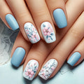 24pcs Short Square Fake Nails Press On Removable False Nails with Pattern Nail Art Elegant