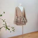 Women Autumn Knitted Cardigans With Belt Real Fox Fur Fur Striped Coat Outwear Female Luxury Sweater