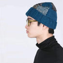 Handmade Men's Knitted Wool Blended Retro Stitching Adjustable Warm Hat