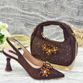 Toe High Heels Shoes and Bags Set With Rhinestone for Women Wedding Party Elegant Luxury