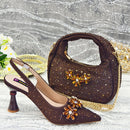 Toe High Heels Shoes and Bags Set With Rhinestone for Women Wedding Party Elegant Luxury