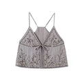Summer Hand Beaded Sequin Embroidered Tank Top Women Front Knot Casual Vacation Crop Vest