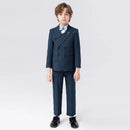 Child Formal Navy Suit Set Boy Piano Host Wedding Party Photography Costume Kids Blazer Vest Pants Bowtie
