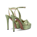 Summer Platform bowknot Banquet shoes round toe Super high heel Sexy Buckle strap Sandals