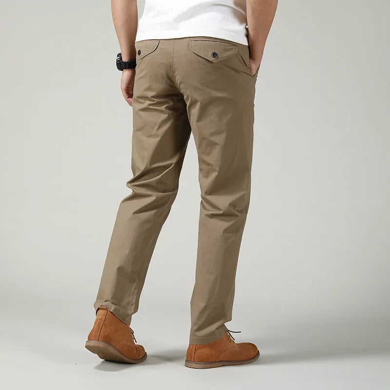 Cotton Straight Leisure Trousers Men Spring Autumn Pants Clothes
