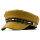 Women Ladies Autumn Winter Beret Hat Leather British Style Flat Top Octagonal Cap Adjustable Female