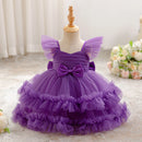Toddler Bow Wedding Bridesmaids Party Baby Girl Dresses Girls Baptism Evening Costume