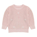 Toddler Baby Girls Knit Sweater Flower Embroidery Pullover Sweatshirt Top Kids Warm Fall Winter
