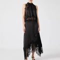 Hollow Loose Beach Outfits Women Clothing Lace Patchwork Two Piece Set Club Party Skirt Suit