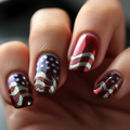 Nails with American flag design on a dark background, Obroi