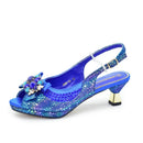 Match Shoe and Bag Set for in Women Royal Blue Crystal Shoe and Purse