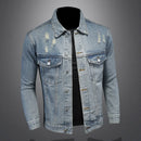 Handsome Trend Everything with Boutique Simple Ripped Men's Denim Coat Men Four Seasons