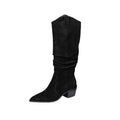 Women Knee High Boots High Heel Suede Pointed Toe Long Boots Winter Woman Dress Western Shoes