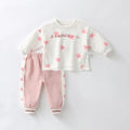 Girl Clothes Suit Flower Pullover Sweatshirt Casual Two Piece Kid Baby Outfit