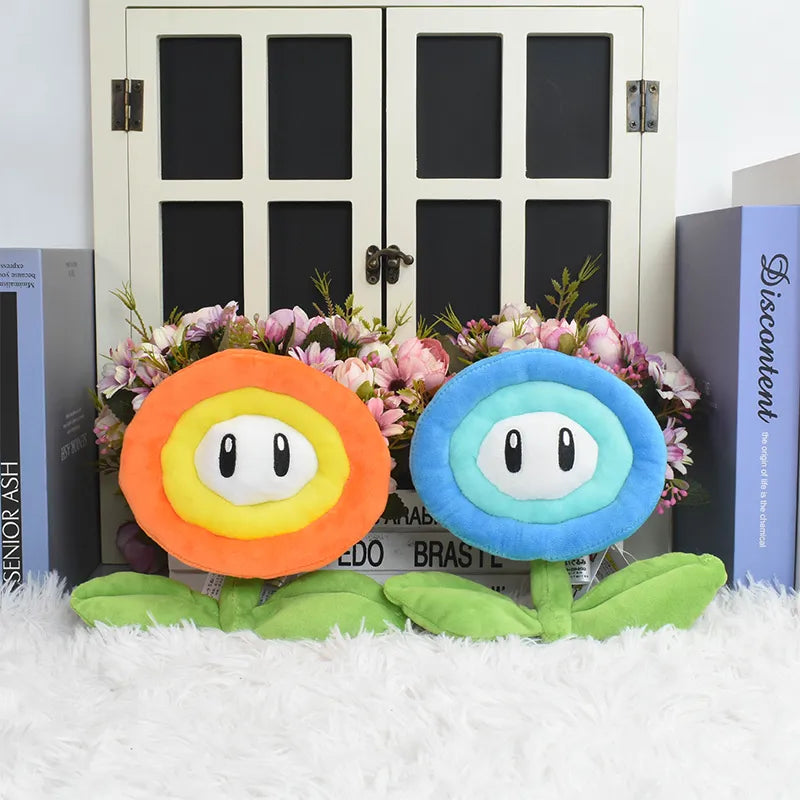 18cm Cartoon Game Plush Toy Bros Red Flame Flower Blue Ice Flower Soft Stuffed Doll Lovely Gift