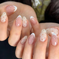 Lovely Round Polka Dot Almond Nail Art Simple Wearable Fake Nails Detachable Press on Nails