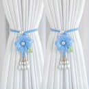 2Pcs Elegant Pearl Flower Curtains Lacing Adjustable Tie Back Garden Bohemia Curtain Accessories