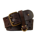 Pure 3.8cm Wide Genuine Leather Belt for Men Double Pin Buckle Male Jeans Belts