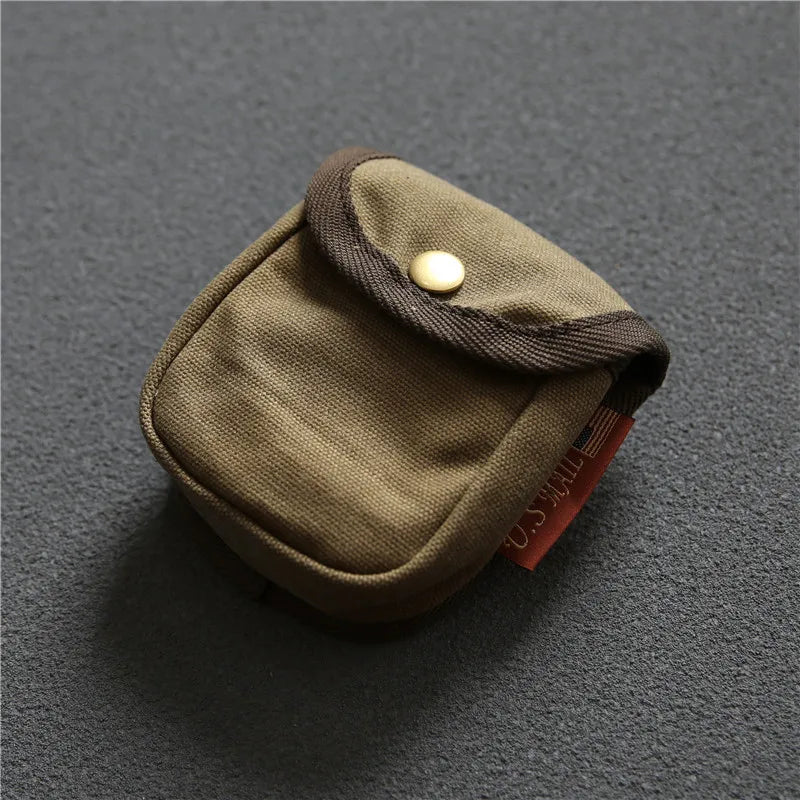 Genuine Leather Coin Purse For Men Vintage Bag Cigarette Case Key Card Holder Loop Storage Pouch