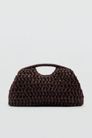 Brown woven handbag on a light gray background, Obroi