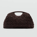 Brown woven handbag on a light gray background, Obroi