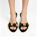 Metal Flower Luxury Women Slippers Summer Female Dress Shoes Pumps Women's Sandals
