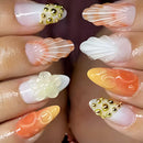24pcs Ocean Shell Series Press on Nails Gradient Almond False Nails Wearable Full Cover Girl Press on Nails