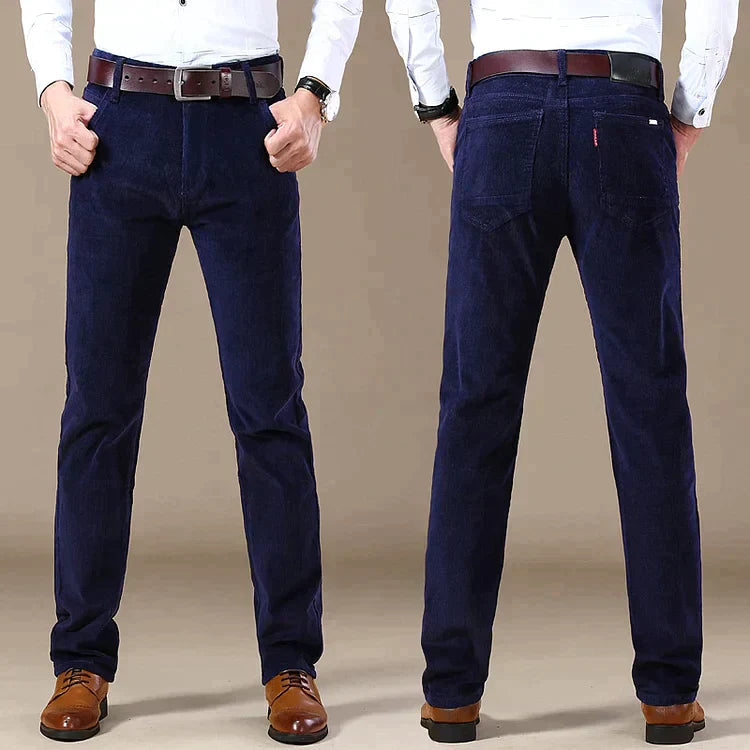 Men Corduroy Classic Straight Fit Flat Front Pants Cotton Trouser Stylish and Comfortable Pants