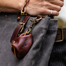 Retro Top Layer Leather Coin Purse Key Pouch Portable Wallet Hanging Loop Genuine Leather Earphone Organizer Pouch