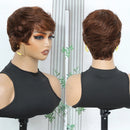 Short Wigs for Women Pixie Cut Human Hair Wigs Short Layered Pixie Wig With Bangs Glueless Made Chocolate Brown