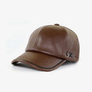 Winter Leather Baseball Hat – Warm Zipper Cap for Men & Women, Black & Bone