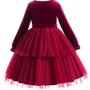 Girl dresses gold velvet long sleeved princess dress is suitable for Christmas party dresses for girls age