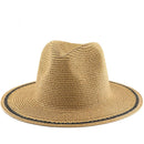 Vacation Beach Trip Striped Hollow Woven Flat Edge Straw Women Summer Sun Shading Couple Hat