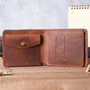 Genuine Leather Fold Men Wallet with Coin Pocket Minimalist Leather Wallet for Men