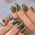 24Pcs Press On Nails With Design Best Artificial Nail Art Supplier Round Caramel Orange Color Tips