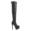 Women Platform Over The Knee Boots Lady Thin High Heels Buckle Black Side Zipper Female Boots